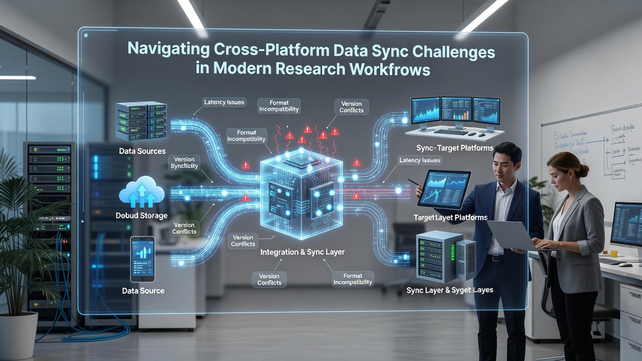 Data visualization dashboard showing sync status across research platforms and devices
